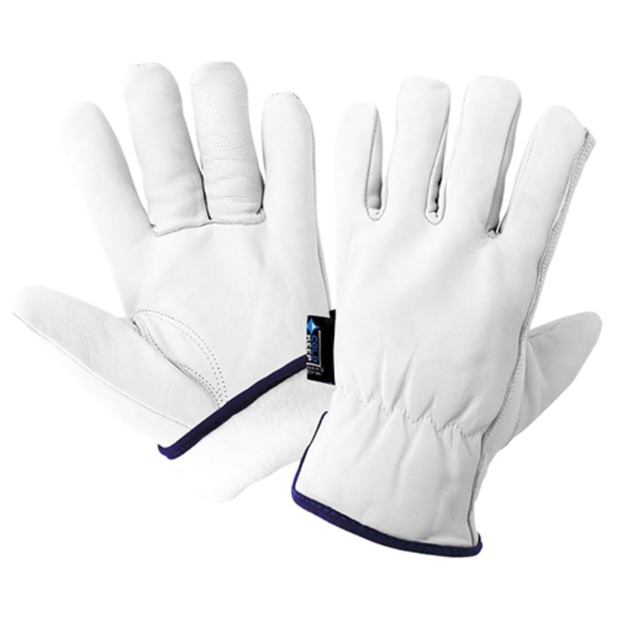 Premium Grade Grain Goatskin Drivers Gloves w/Cold Keep Insulation, 3200GINT, White