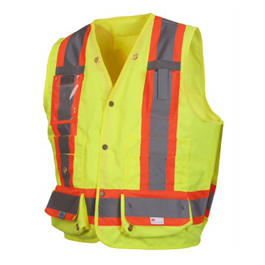 Class 2 Solid Polyester Safety Vest, RCMS28, Hi-Vis Lime
