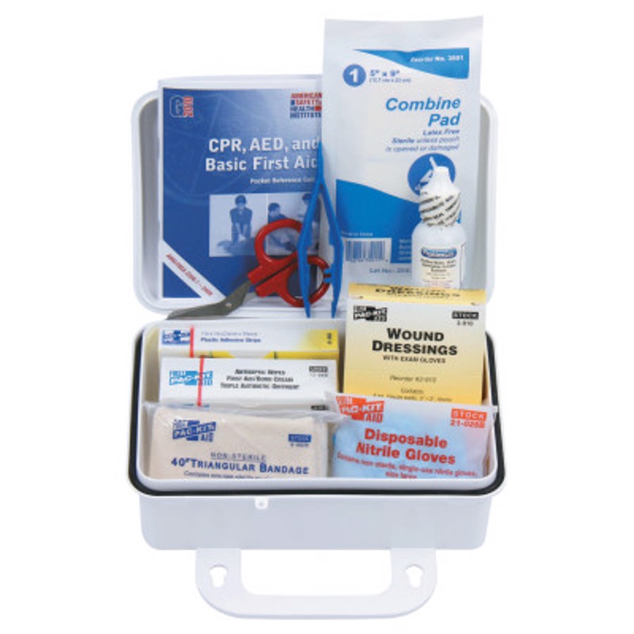 10 Person ANSI Plus First Aid Kit, 6410, Weatherproof Plastic, Wall Mount