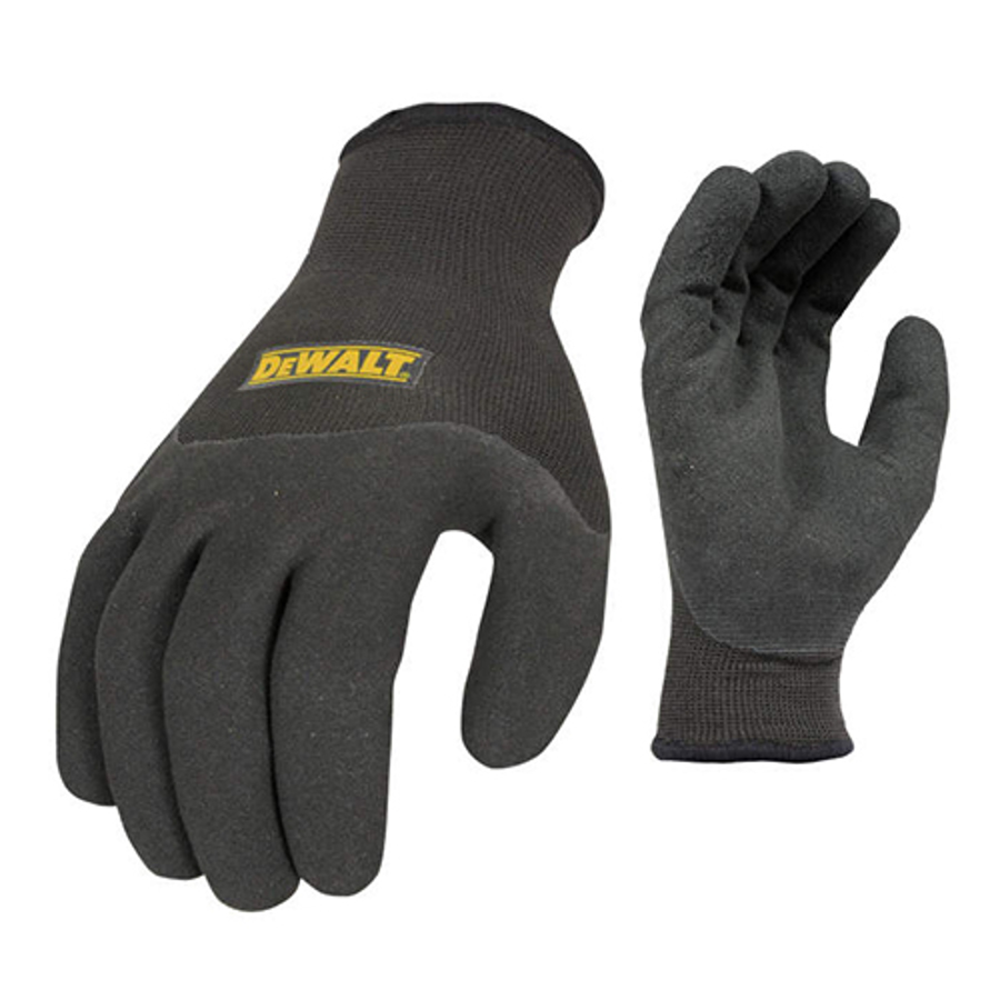 2-In-1 CWS Thermal Work Gloves w/3/4 Dipped Micro Foam Latex Palms, DPG737, Black