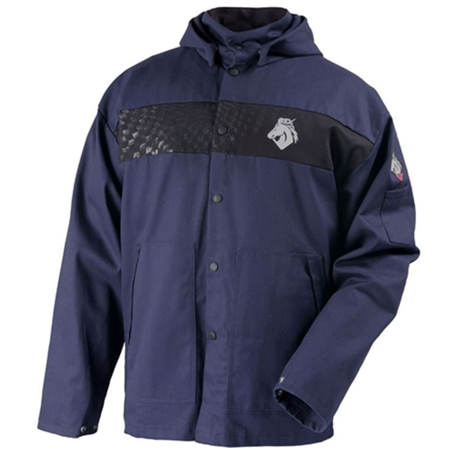 BSX FR Cotton Hooded Welding Jacket, JF1633-NB, Navy