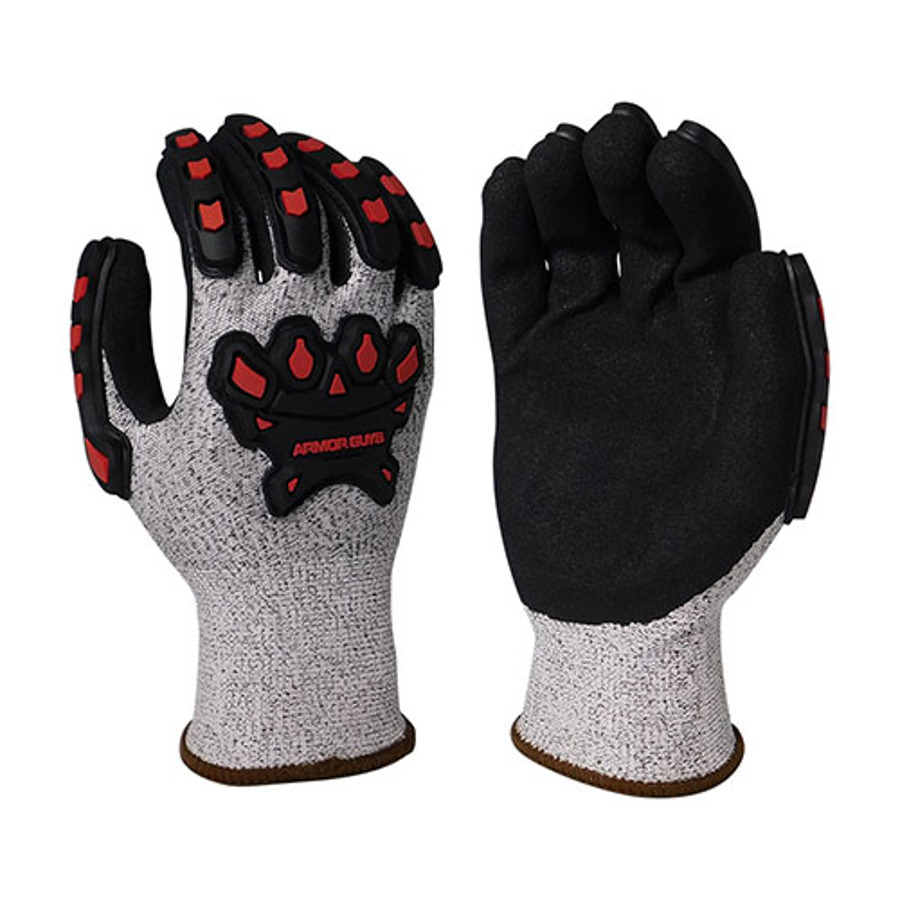 Basetek HDPE Cut & Impact Resistant Gloves w/Nitrile Palm Coating, 02-040, Salt & Pepper