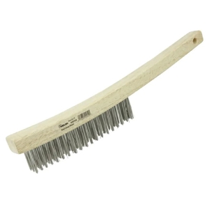 Curved Handle Scratch Brush, 44054, 14" Length, 3x19 Rows, Stainless Steel Bristles