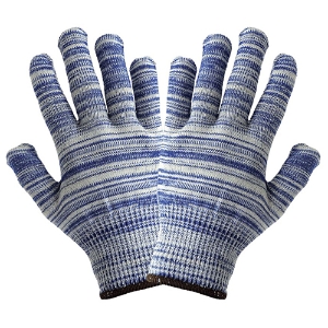 Cotton/Polyester/Spandex Roper-Style Gloves, S13RB, Blue/White