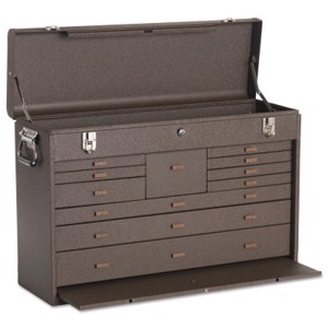 Machinists Chests, 26-3/4 in x 8-1/2 in x 18 in, 3000 cu in, Brown Wrinkle