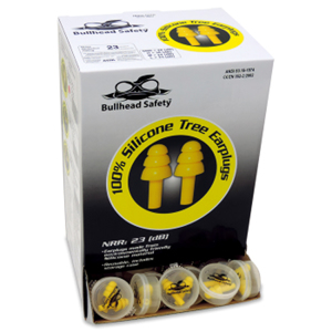 Bullhead Safety Reusable Earplugs, HP-S1, Hi-Vis Yellow, Uncorded, 26 dB