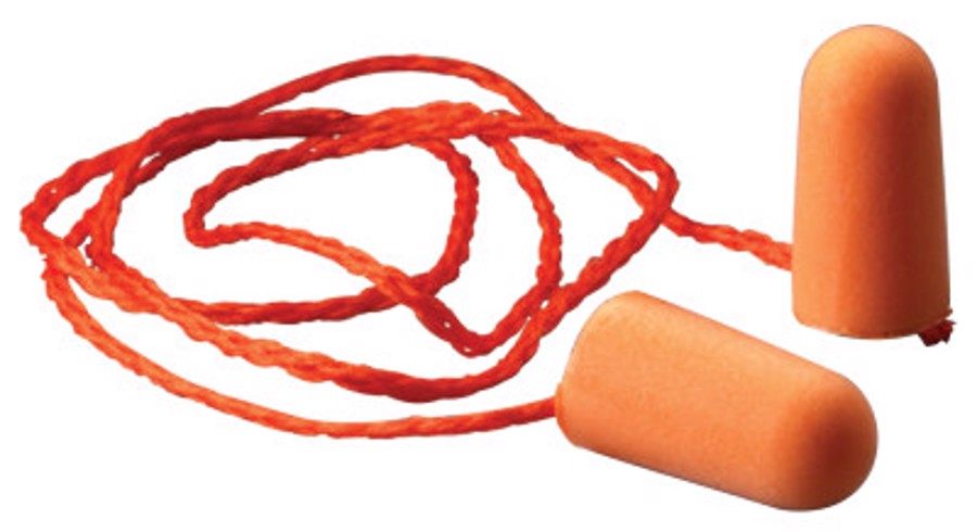 Disposable Earplugs, 1110, Orange, Corded, 29 dB