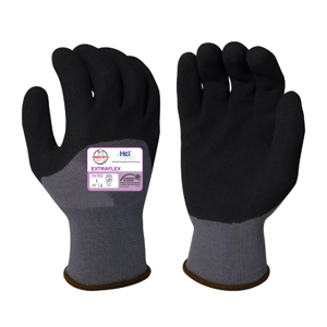 ExtraFlex Nylon Gloves w/HCT Micro-Foam Nitrile Three-Quarter Palm Coating, 04-002, Black/Gray
