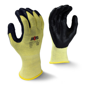 Axis Kevlar Lycra Cut Resistant Gloves w/Foam Nitrile Palm Coating, RWG537, Cut A2, Black/Yellow, X-Large