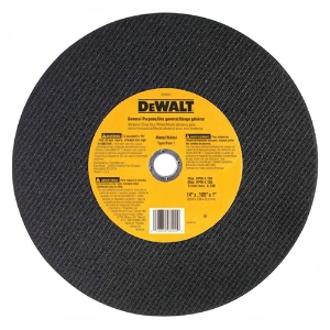 General Purpose Cutting Wheel, DW8001, Type 1, 14" Diameter, 0.105" Thickness, 1" Arbor