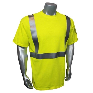 RadWear Class 2 FR Modacrylic Polyester Cotton Blend Short Sleeve T-Shirt, LHV-FR-TS, Hi-Vis Green