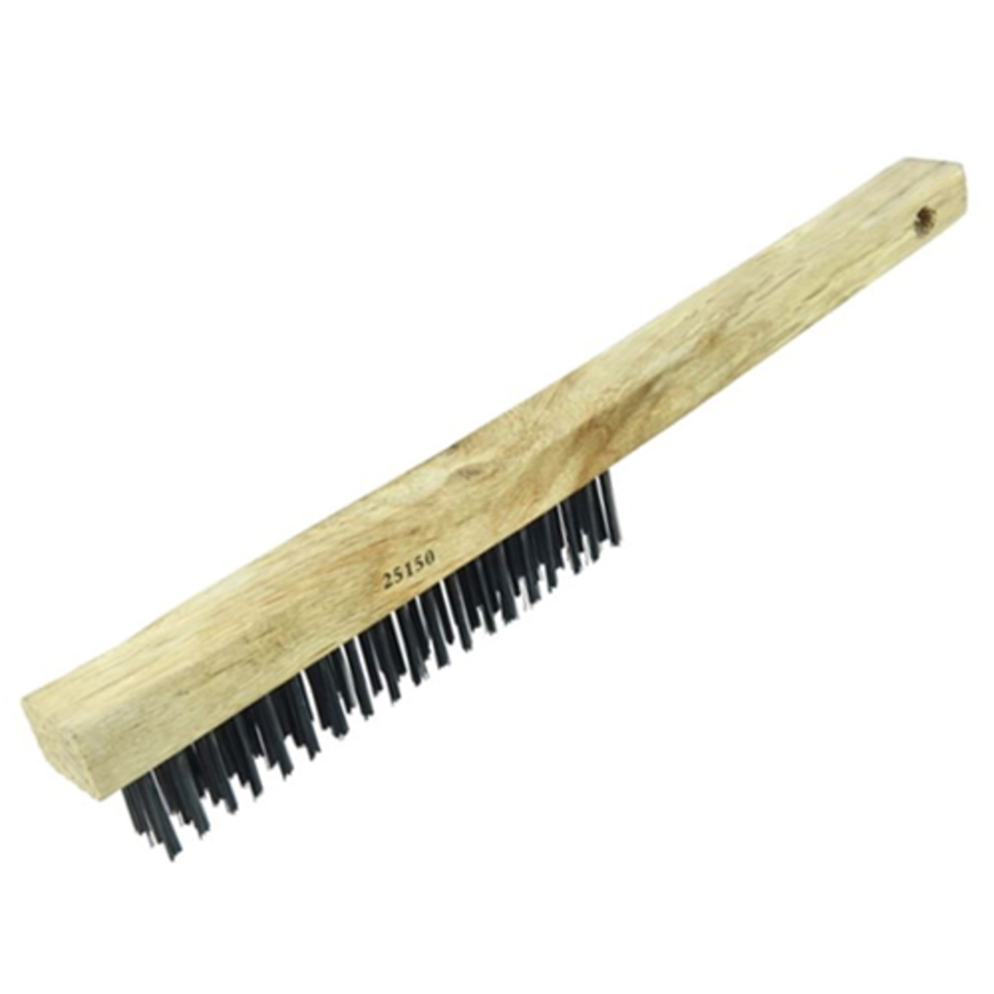 Vortec Pro Curved Handle Scratch Brush, 25150, 13-1/2" Length, 3x19 Rows, Steel Bristles