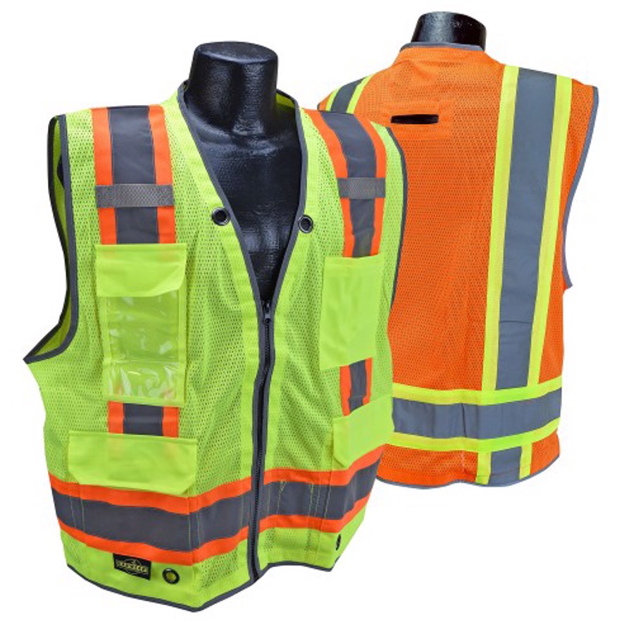 Class 2 Heavy Duty Polyester Mesh Surveyor Vest, SV6H, Hi-Vis Orange, 4X-Large