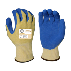 Taeki5 Cut Resistant Gloves w/Latex Palm Coating, 01-002, Cut A3, Blue/Yellow