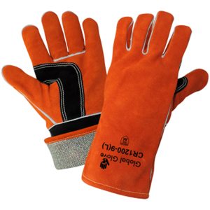 Split Cowhide Leather Cut Resistant MIG/TIG Welding Gloves, CR1200, Cut A4, Black/Orange