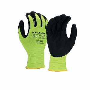 Cut Resistant Gloves w/Micro-Foam Palm Coating, GL607C, Hi-Vis Green