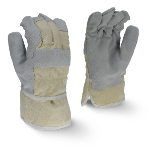 Regular Shoulder Split Cowhide Leather Palm Gloves, RWG3200W, Beige/Gray