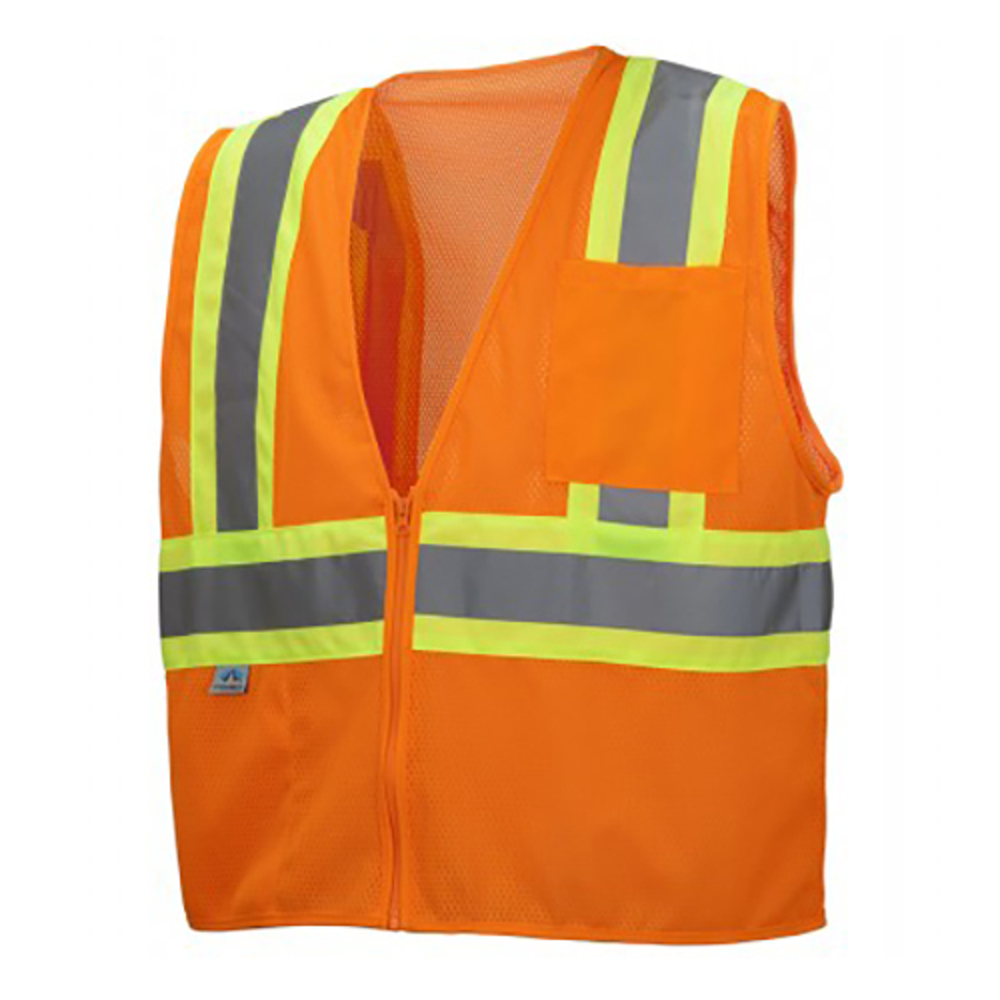 Class 2 Lightweight Polyester Mesh Vest, RVZ22, Hi-Vis Orange, Large