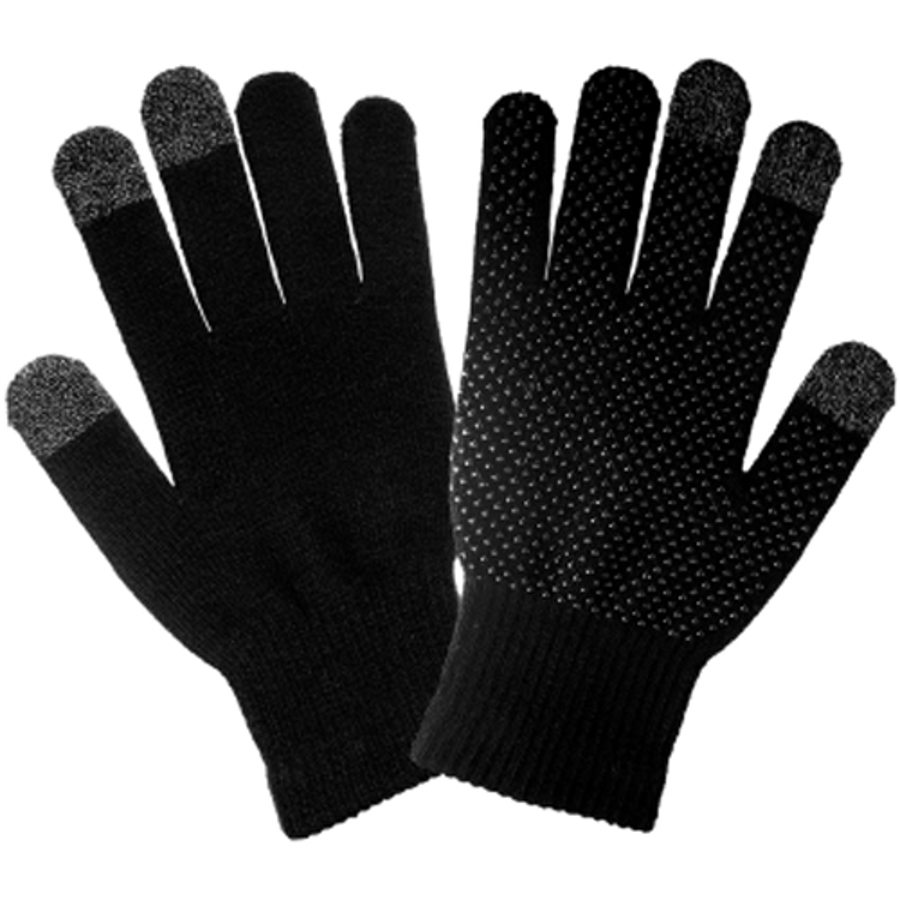 Touchscreen Compatible Acrylic Knit Gloves, IP3DB, Black