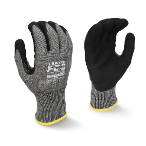 TEKTYE Work Gloves w/FDG Palm Coating, RWG713, Cut A4, Black/Gray