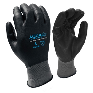 AQUA Air Nylon Gloves w/Full Micro-Foam Nitrile Coating, RWG35, Black/Gray