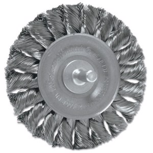 Stem-Mounted Knot Wire Wheel, 17684, 3-1/4" Diameter, 0.014" Stainless Steel Fill, 1/4" Stem