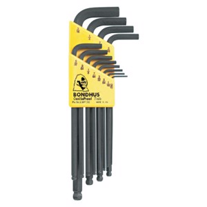 Balldriver L-Wrench Key Sets, 12 per pack, Hex Ball Tip, Inch