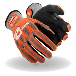 T-REX Flex Series Foam Nitrile Palm Coated Impact Gloves, TRX443, Cut A4, Black/Orange