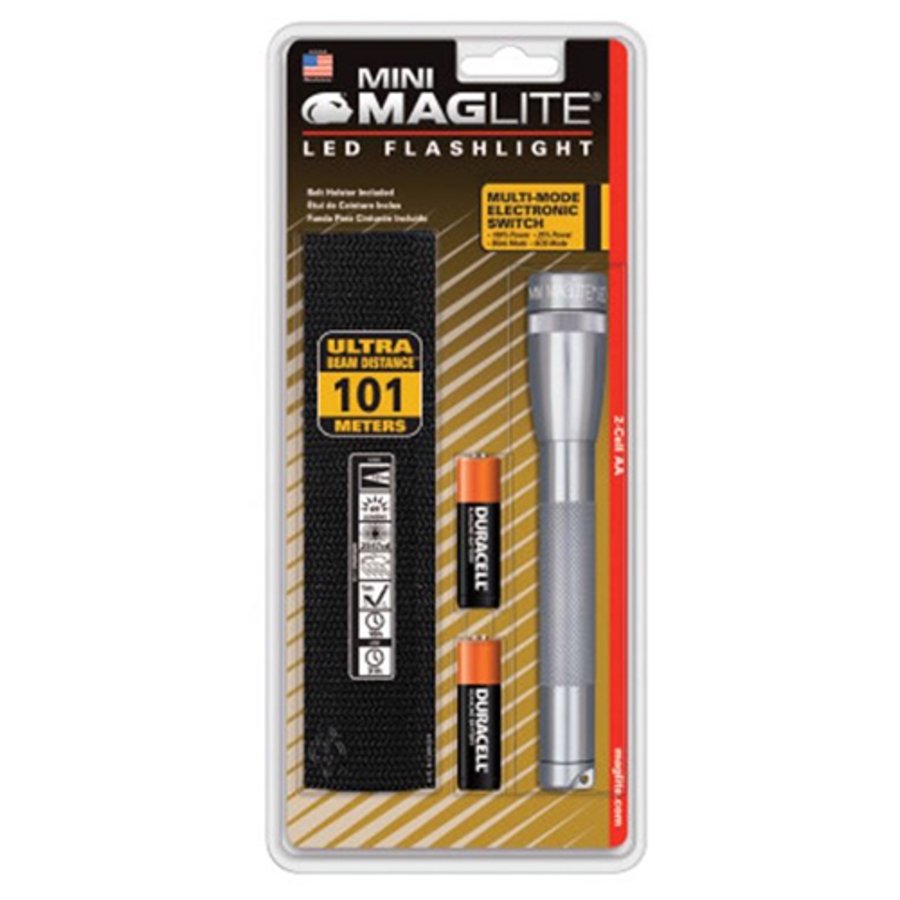 Tenet Solutions  Mini Maglite LED Flashlight, 2 AA, 127 Lumen, Gray