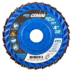 Gemini R766 ZA Center Mount Plastic Flat Flap Discs, 66623399006, 4-1/2" Diameter, 7/8" Arbor