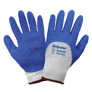 Gripster Polyester Gloves w/Rubber Palm Coating, 330, Cut A1/A2, Blue/Gray