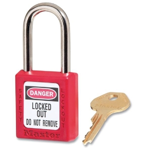 Zenex Safety Lockout Padlock, 410RED, Keyed Differently, Red