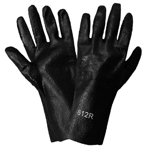 Economy PVC Coated Solvent Resistant Gloves, 612R, Black, One Size