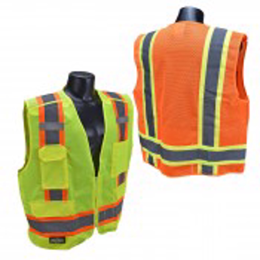Class 2 Polyester Breakaway Surveyor Safety Vest, SV46, Hi-Vis Green, 3X-Large