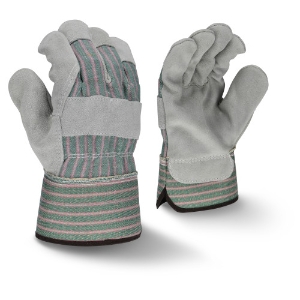 Select Shoulder Split Cowhide Leather Palm Gloves, RWG3300, Gray/Green/Red