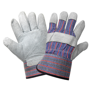 Economy Split Cowhide Leather Palm Gloves, 2300-LT, Black/Blue/Gray/Red, Large