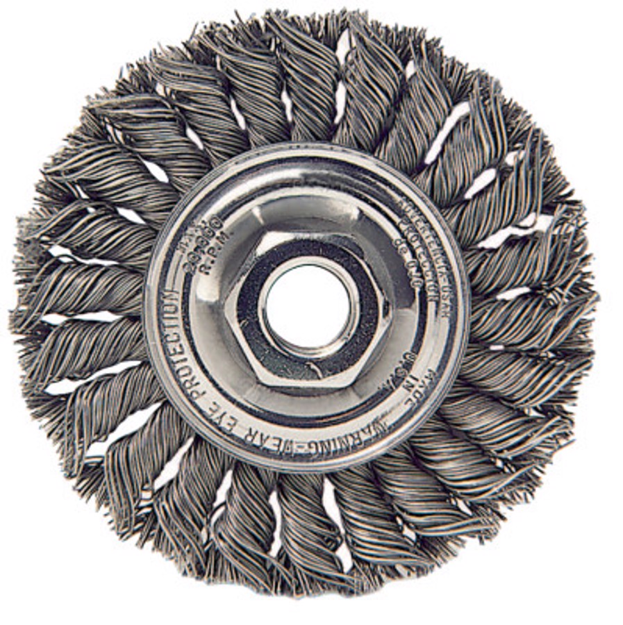 Standard Twist Knot Wire Wheel, 08106, 6" Diameter, 0.023" Steel Fill, 5/8"-11 Arbor Thread