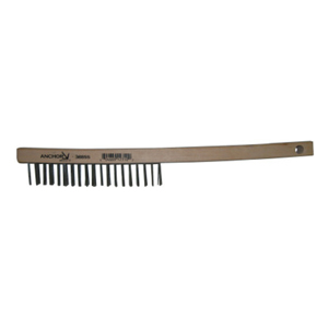 Curved Handle Scratch Brush, 102-388SS, 3x19 rows, Stainless Steel Bristles