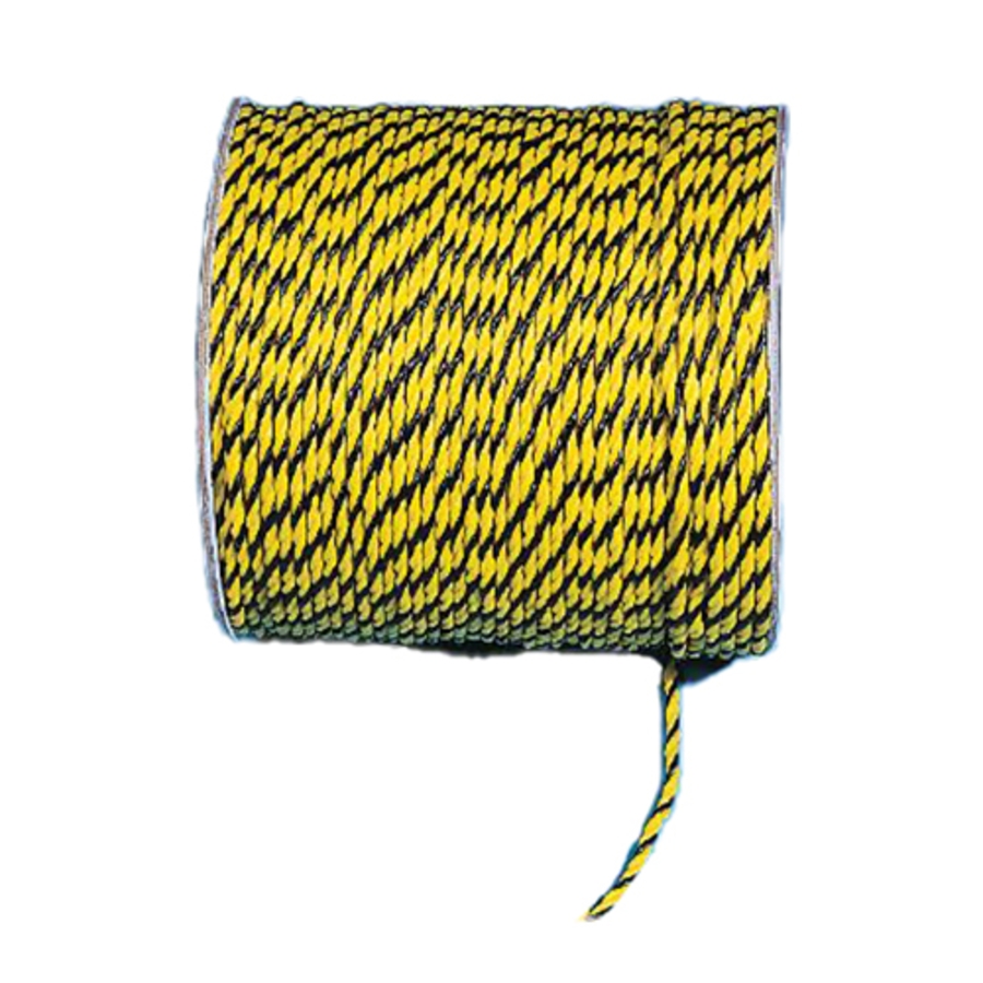 3-Strand Polypropylene Rope, 14980-0-600, Black/Hi-Vis Yellow, 1/4" x 600'