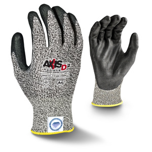 Axis D2 Nylon w/Dyneema Cut Resistant Gloves w/Micro-Foam Nitrile Palm Coating, RWGD106, Cut A4, Black/Gray