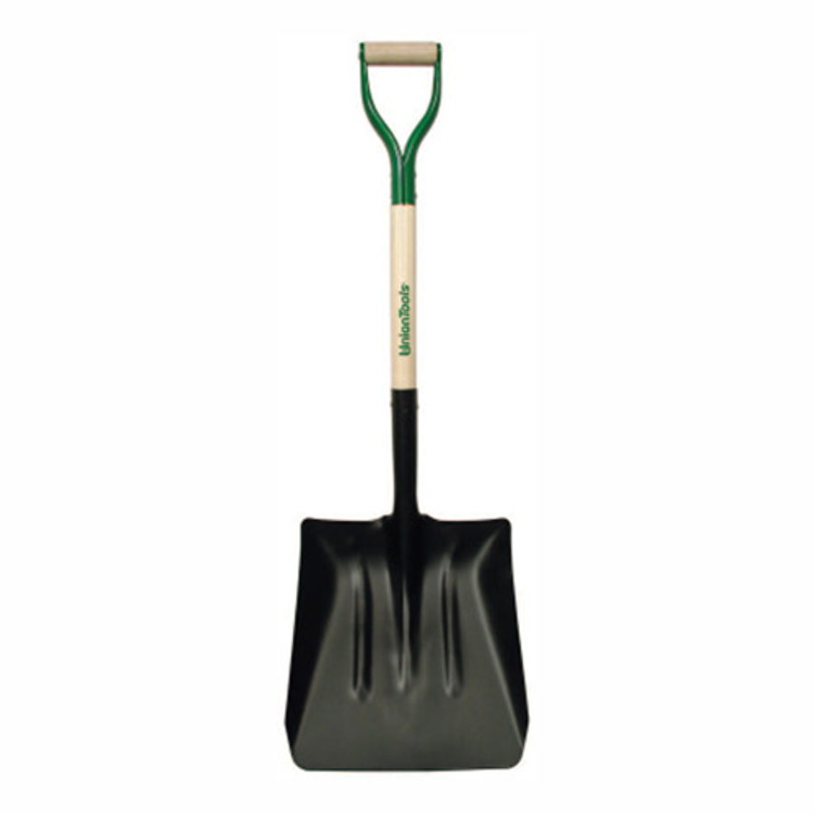 Steel Coal Shovels, 14.5 X 13.5 Sq Pt Blade, 27 in White Ash D-Grip Handle