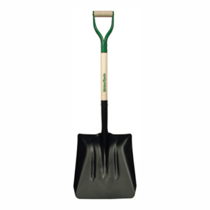 Steel Coal Shovels, 14.5 X 13.5 Sq Pt Blade, 27 in White Ash D-Grip Handle