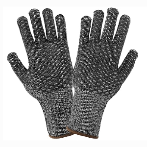 Acrylic Terry Cloth Honeycomb Patterned PVC Gloves, T800HC, Black/Gray