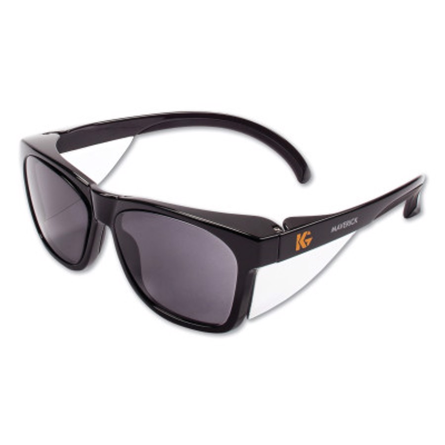 V30 Maverick Safety Glasses, Smoke Lens, Anti-Fog/Scratch, Black Frame