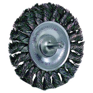 Stem-Mounted Knot Wire Wheel, 17682, 3-1/4" Diameter, 0.020" Steel Fill, 1/4" Stem