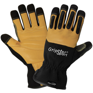 Gripster Sport Grain Goatskin Cut, Hypodermic Needle & Impact Resistant Gloves, AC2008SC, Cut A7/A9, Black/Yellow