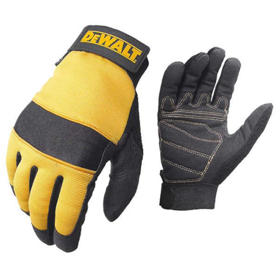 Synthetic Leather Palm Gloves, DPG20, Black/Yellow