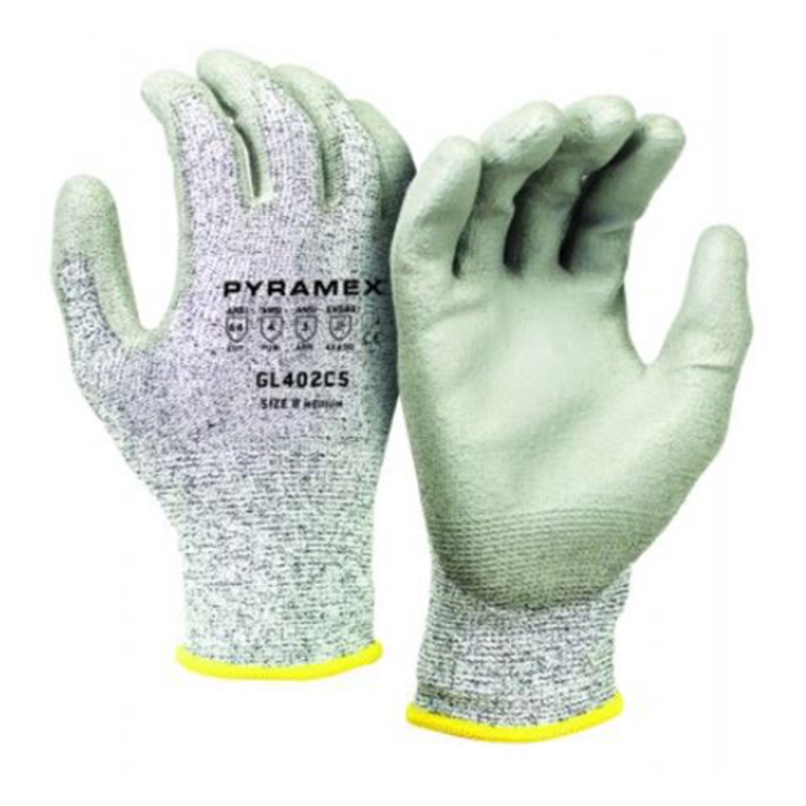 Poly-Torq HPPE Gloves w/Polyurethane Palm Coating, GL402C5, Cut A4, Gray