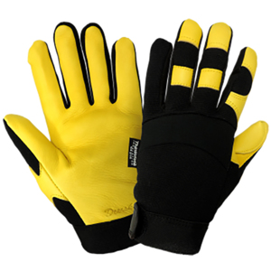 Low Temp Spandex Mechanics Gloves w/Deerskin Leather Palms, SG7700IN, Black/Yellow