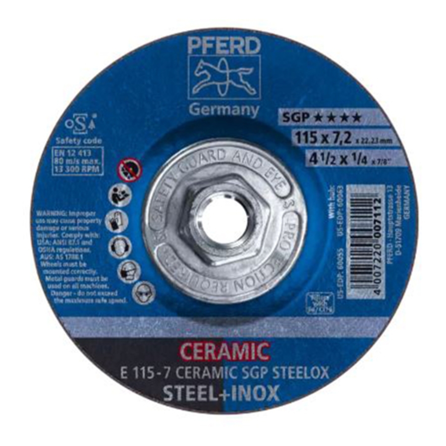  Ceramic SGP Steelox Type 27 Grinding Wheel
